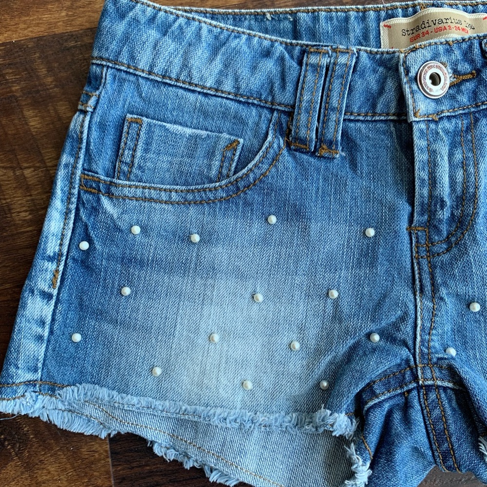 Stradivarius Jeans Faux Pearls Shorts
